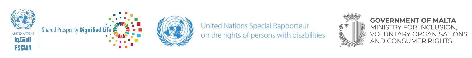 logos of ESCWA, Government of Malta and the United Nations special rapporteur on the rights of persons with disabilities