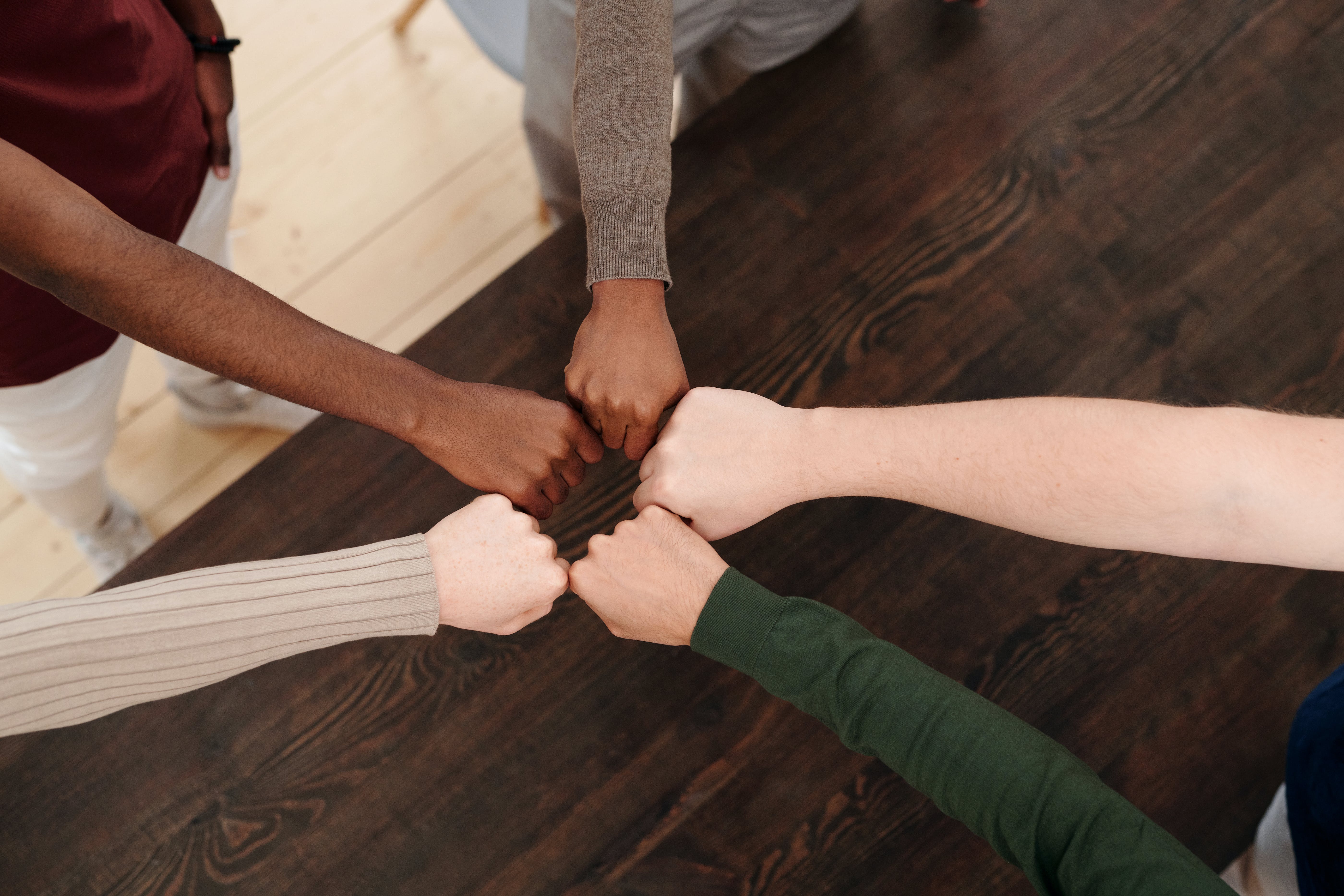 hands in different skin colors