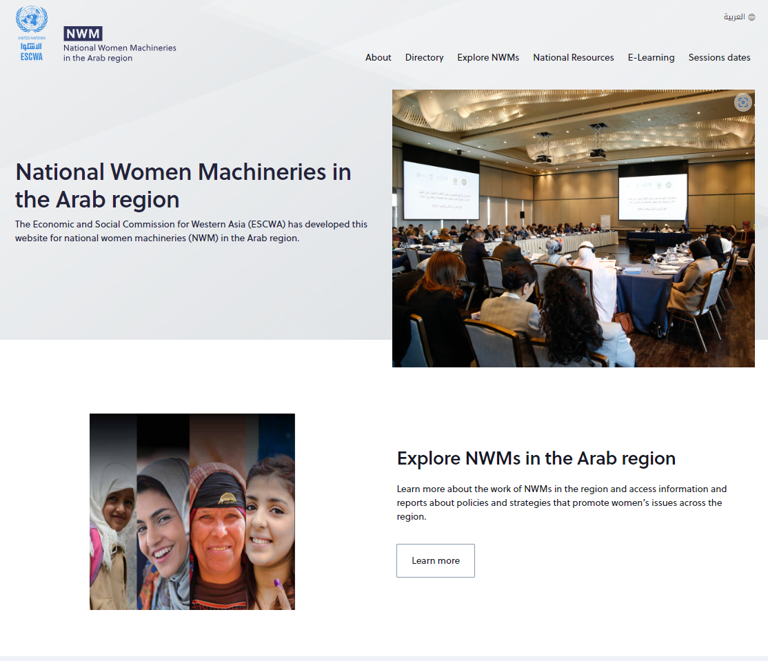 “National women’s machineries (NWM) in the Arab region” web platform