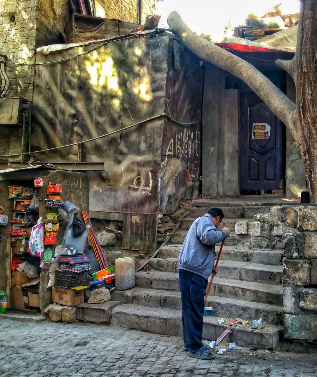 Man cleaning the streets