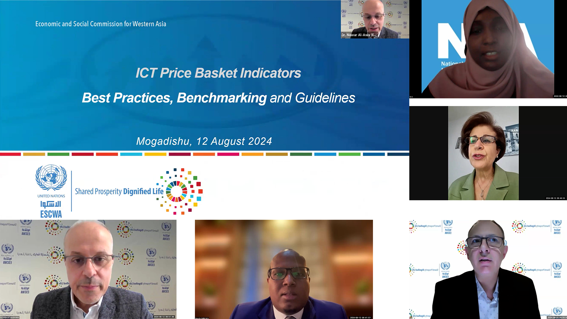 Screenshot of participants in the meeting on   Information and communication technology prices in Somalia