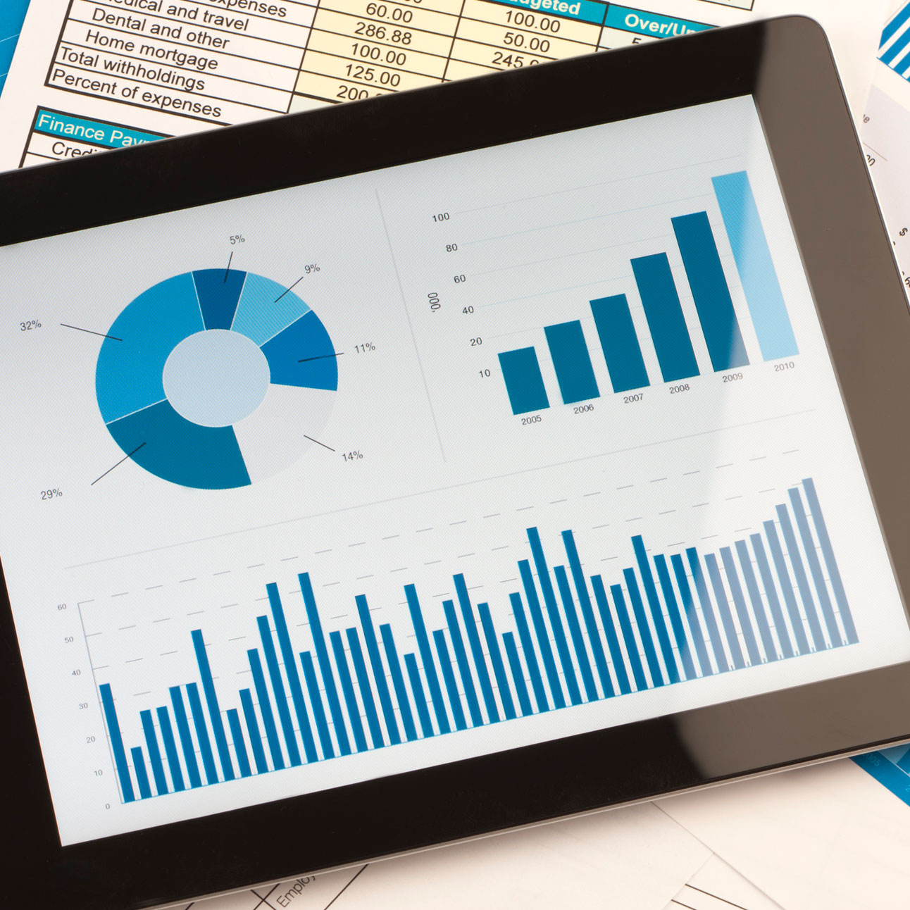 istock image: tablet displaying statistical charts