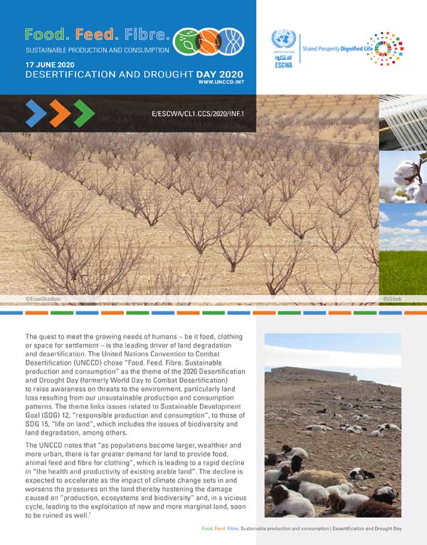 Desertification and Drought Day 2020: Food. Feed. Fibre. Sustainable Production and Consumption cover