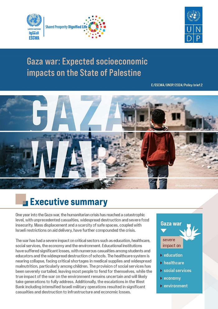 Gaza war: Expected socioeconomic impacts on the State of Palestine