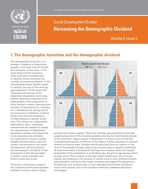 Harnessing the Demographic Dividend: Social Development Bulletin Vol 6, No. 2 cover