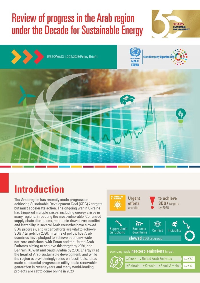 Review of progress in the Arab region under the Decade for Sustainable Energy 