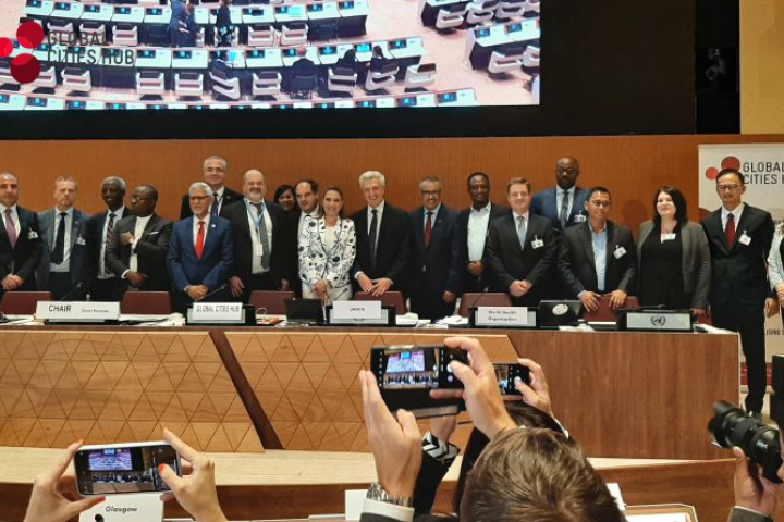 Group photo for participants in the Third Forum of Mayors in Geneva